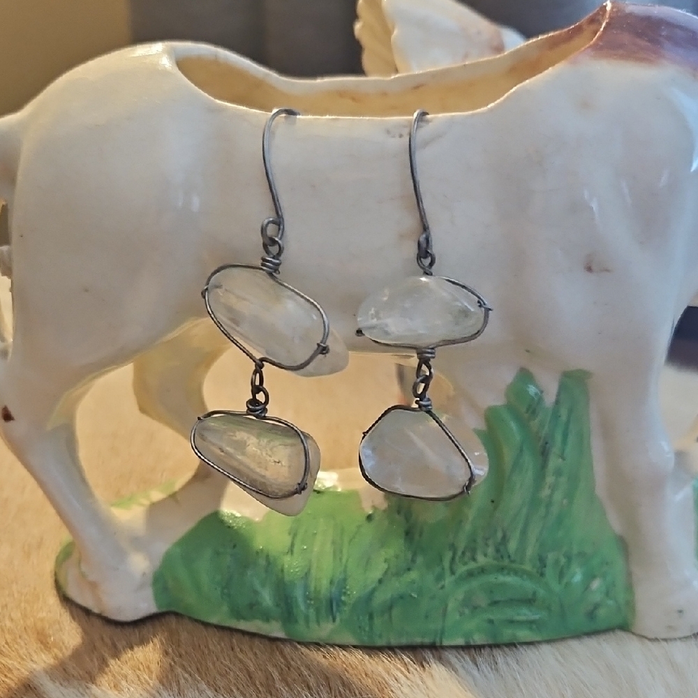 Polished Quartz Stone Earrings